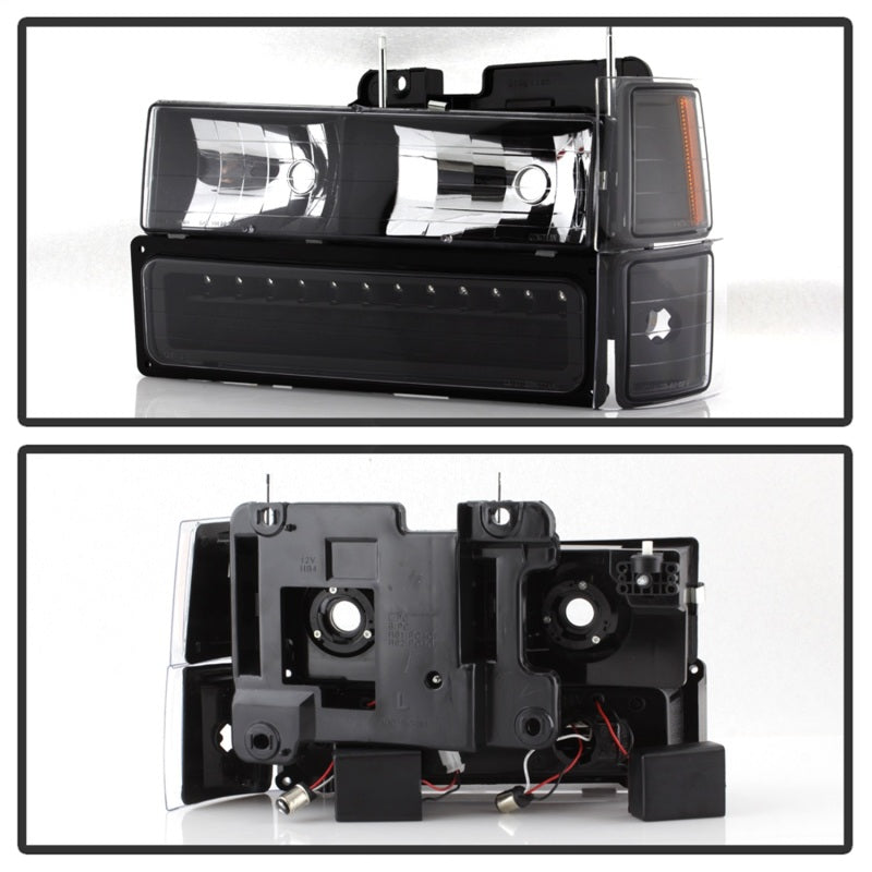SPYDER 5069542 Xtune 92-94 Blazer Full Size Corner/LED Bumper Headlights Black HD-JH-CCK88-LED-AM-BK-SET
