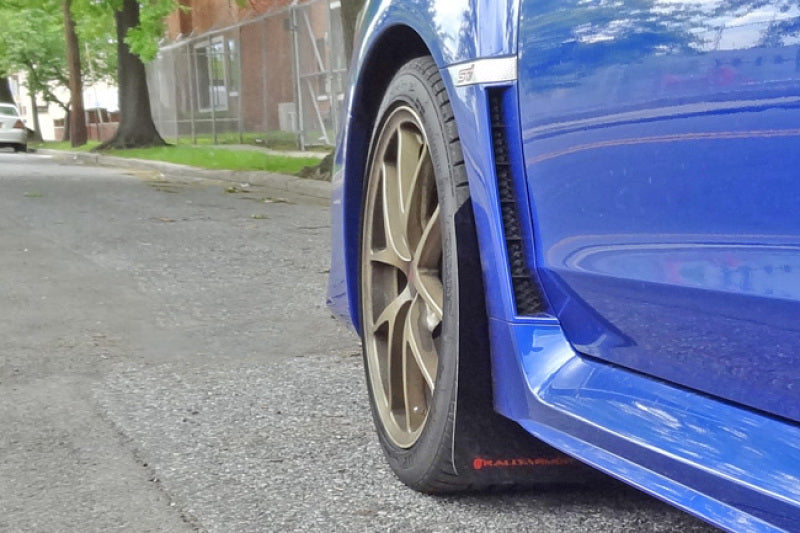 Rally Armor MF32-UR-WH/RD 15-21 Subaru WRX/STI (Sedan ONLY) White UR Mud Flap w/ Red Logo