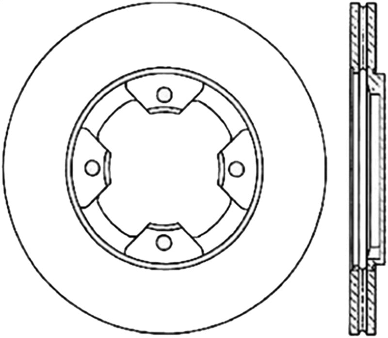 Stoptech 127.42034R StopTech Power Slot 84-85 Nissan 300ZX Slotted & Drilled Right Front Rotor