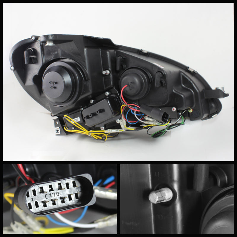 SPYDER 5074249 Spyder Mercedes Benz W204 C-CLASS 12-13 Projector Halogen Model- DRL Blk PRO-YD-MBW20412-DRL-BK