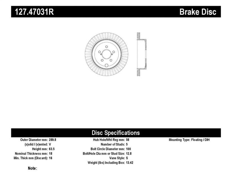 Stoptech 127.47031R StopTech Slotted & Drilled Sport Brake Rotor