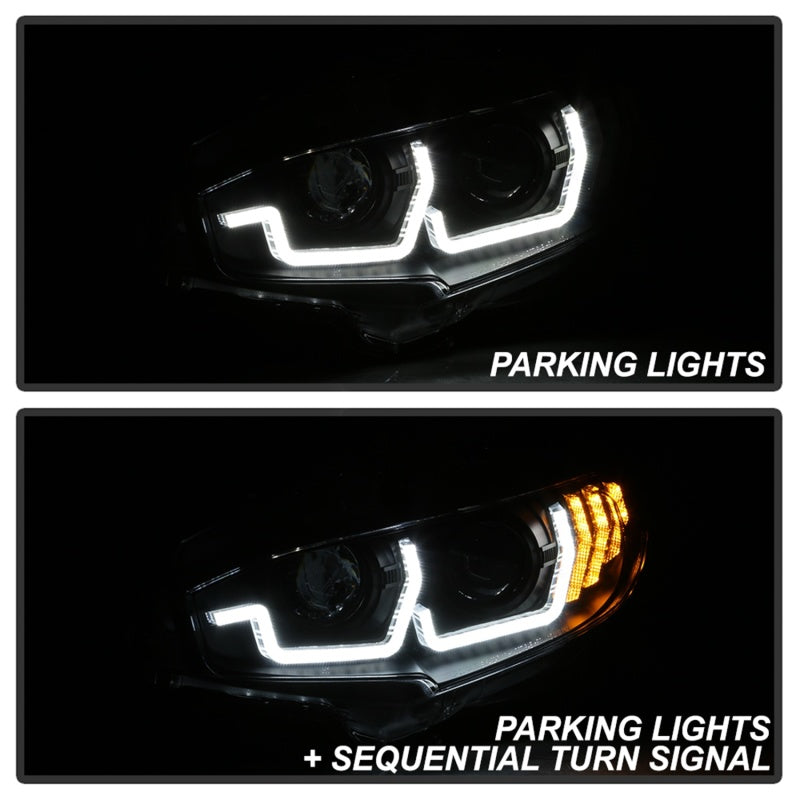 SPYDER 5086099 Spyder 16-18 Honda Civic 4Dr w/LED Seq Turn Sig Lights Proj Headlight - Black - PRO-YD-HC16-SEQ-BK