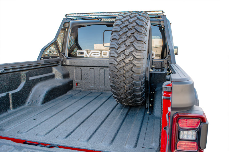 DV8 Offroad TCGL-02 2019+ Jeep Gladiator Universal Stand Up In-Bed Tire Carrier