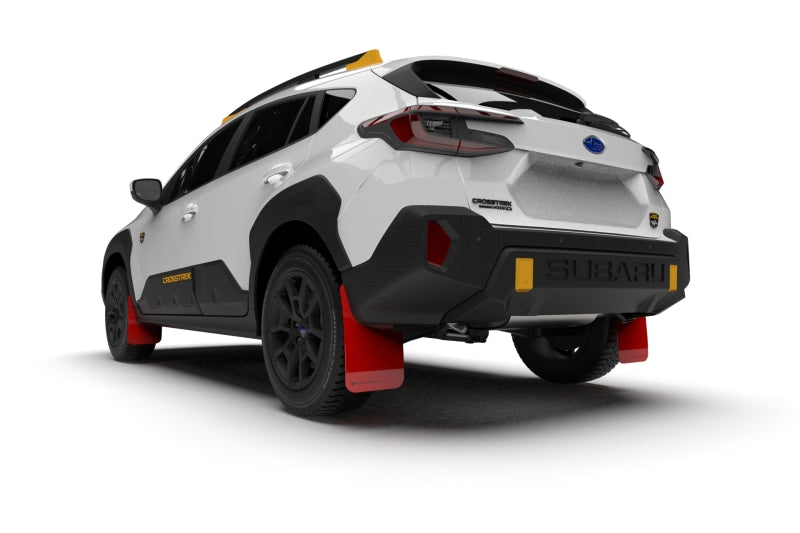 Rally Armor MF116-UR-RD-WH - 2024 Subaru Crosstrek (Wilderness Only) Red UR Mud Flap W/White Logo - No Drilling Req