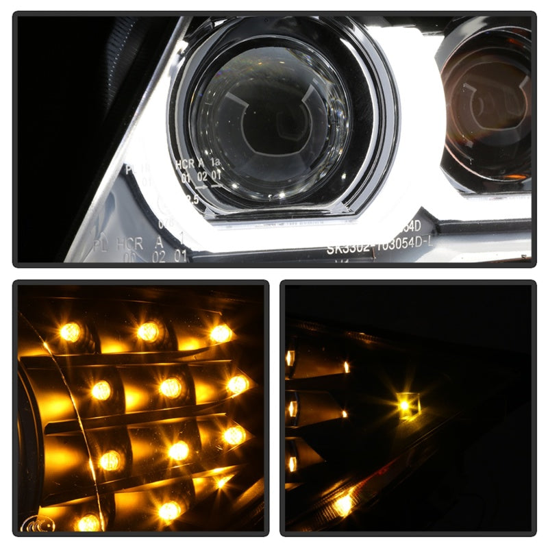 SPYDER 5086488 Spyder 09-12 BMW E90 3-Series 4DR Projector Headlights Halogen - LED - Black - PRO-YD-BMWE9009-BK