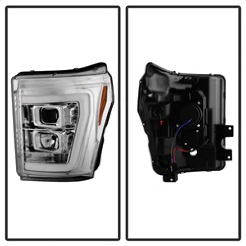 SPYDER 5084705 Spyder 11-16 Ford F-250/F-350 V2 Projector Headlights - Light Bar DRL - Chrome PRO-YD-FS11V2-LB-C