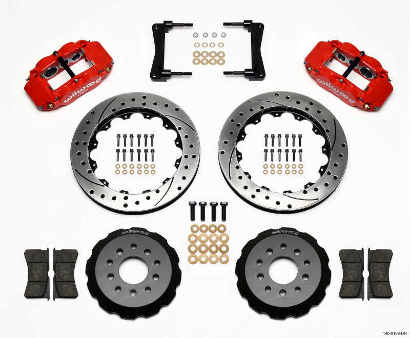 Wilwood 140-9109-DR Narrow Superlite 6R Front Hat Kit 13.06in Drill Red 2005-2014 Mustang