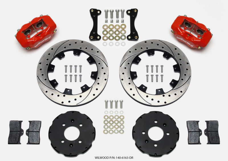 Wilwood 140-6163-DR Forged Dynalite Front Hat Kit 12.19in Drilled Red 94-01 Honda/Acura w/262mm Disc