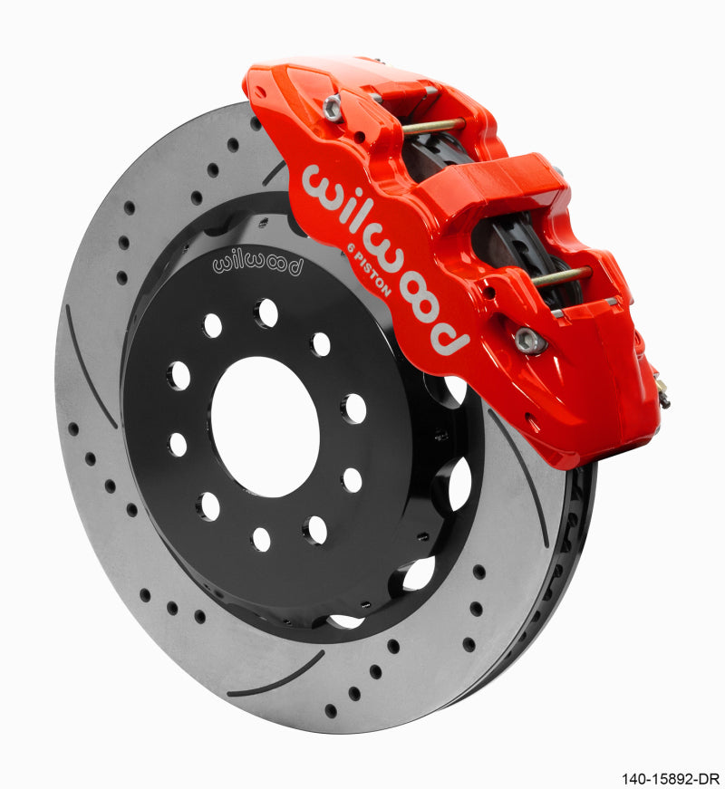 Wilwood 140-15892-DR AERO6 Front Hat Kit 14.00 Red 2018-Up Jeep JL SRP w/Lines