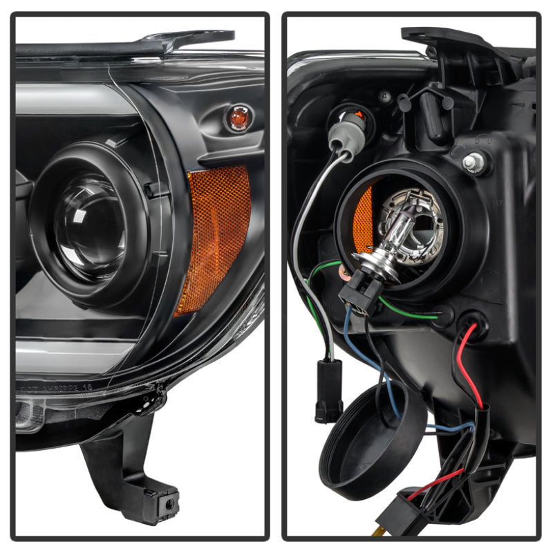 SPYDER 5081711 Spyder Toyota Tacoma 12-15 Projector Headlights Light Bar DRL Black PRO-YD-TT12-LBDRL-BK