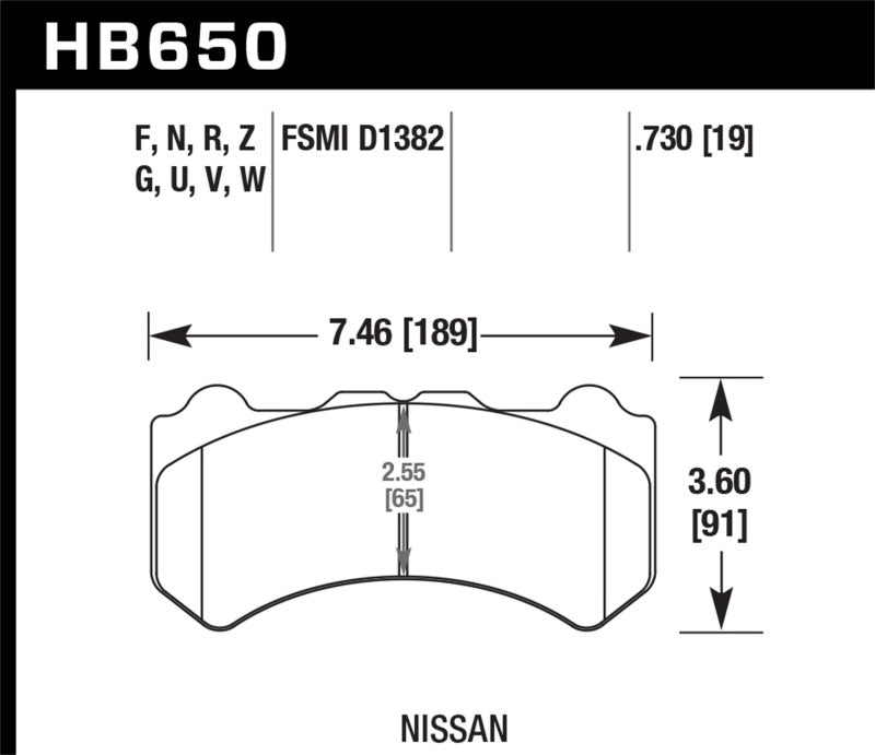 Hawk Performance HB650U.730 Hawk 09-11 Nissan GT-R DTC-70 Motorsports Front Brake Pads