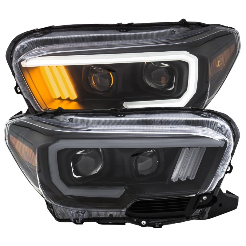 ANZO 111379 2016-2017 Toyota Tacoma Projector Headlights w/ Plank Style Design Black/Amber w/ DRL