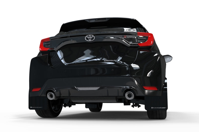 Rally Armor MF74-UR-BLK/WH 20-22 Toyota GR Yaris Hatchback Black Mud Flap w/ White Logo