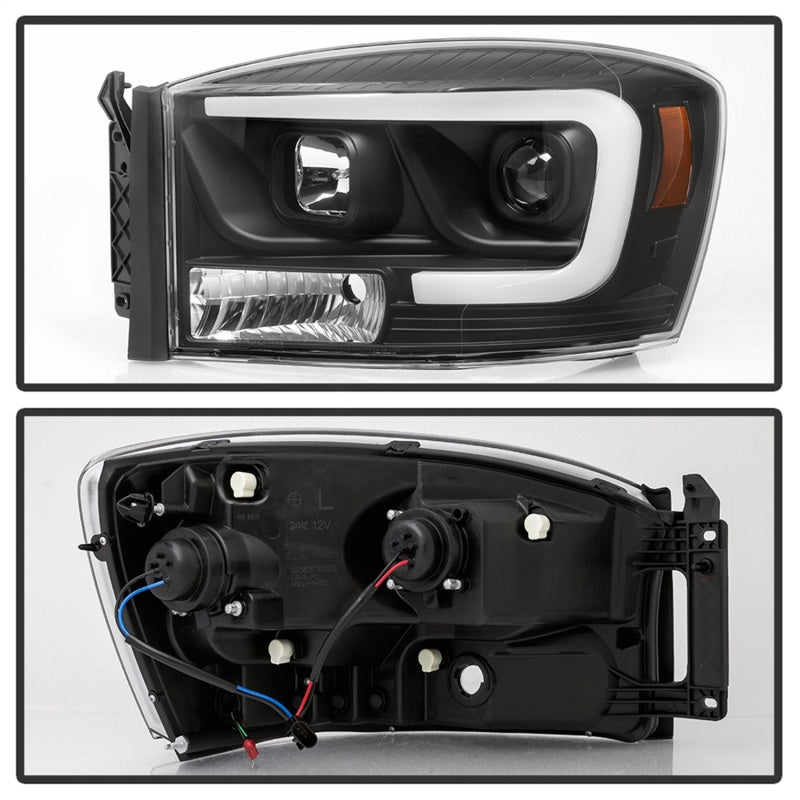 SPYDER 5085306 Spyder Dodge RAM 1500 06-08 V2 Projector Headlights - Light Bar DRL - Black (PRO-YD-DR06V2-LB-BK)