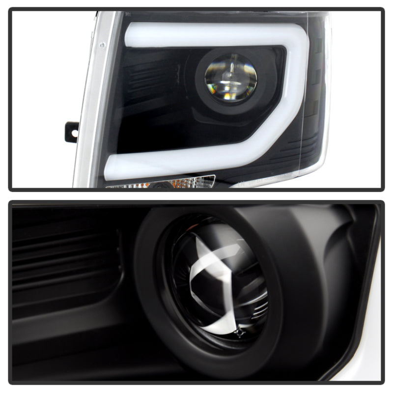 SPYDER 5077592 Spyder Ford F150 09-14 Projector Headlights Halogen Model- Light Bar DRL Blk PRO-YD-FF15009-LBDRL-BK