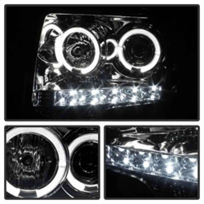 SPYDER 5010254 Spyder Ford F150 09-14 Projector Headlights Halogen Model- LED Halo LED Smke PRO-YD-FF15009-HL-SM