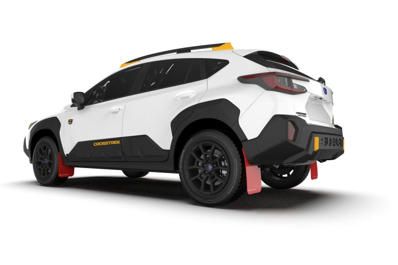 Rally Armor MF116-UR-RD-WH - 2024 Subaru Crosstrek (Wilderness Only) Red UR Mud Flap W/White Logo - No Drilling Req