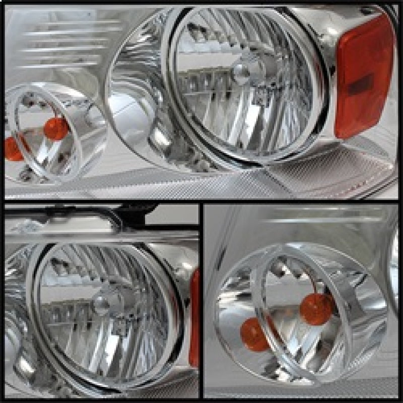 SPYDER 5069825 Xtune Ford F150 04-08 Amber Crystal Headlights Chrome HD-JH-FF15004-AM-C