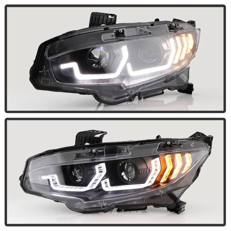 SPYDER 5087867 Spyder Honda Civic 16- 2DR/4DR/Hatchback Projector Headlights - Black PRO-YD-HC16SI-SEQGR-BK