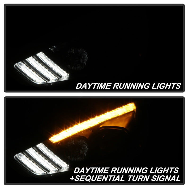 SPYDER 5086105 Spyder 15-18 Ford Focus Projector Headlights - Seq Turn Light Bar - Black PRO-YD-FF15-LBSEQ-BK