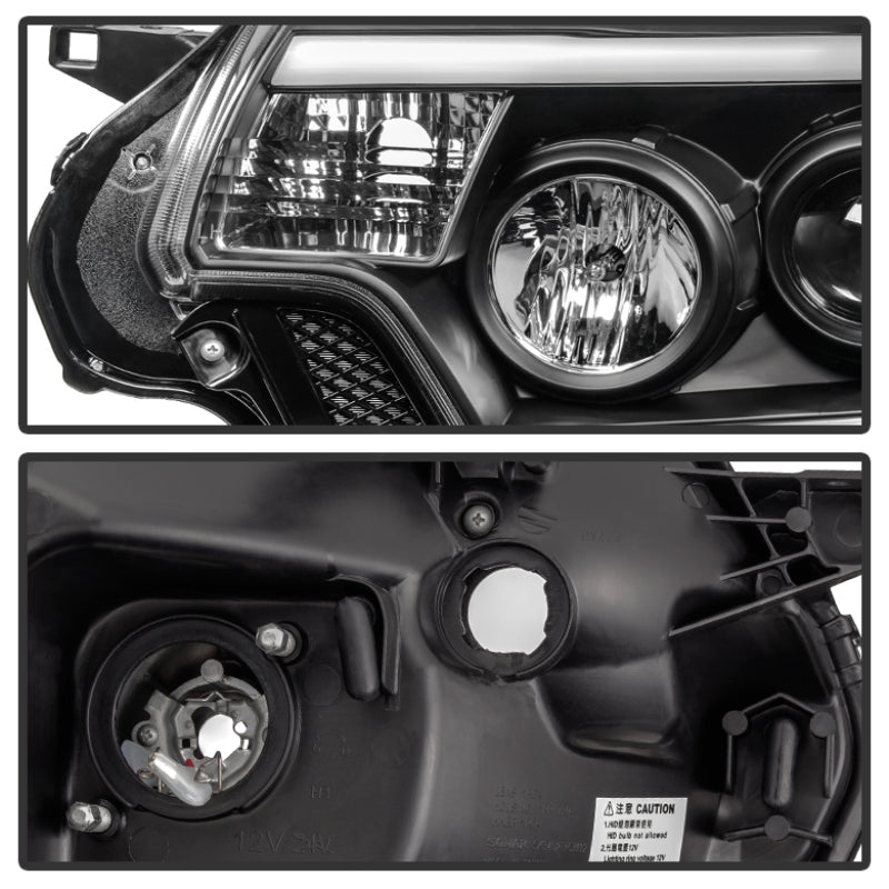 SPYDER 5081711 Spyder Toyota Tacoma 12-15 Projector Headlights Light Bar DRL Black PRO-YD-TT12-LBDRL-BK