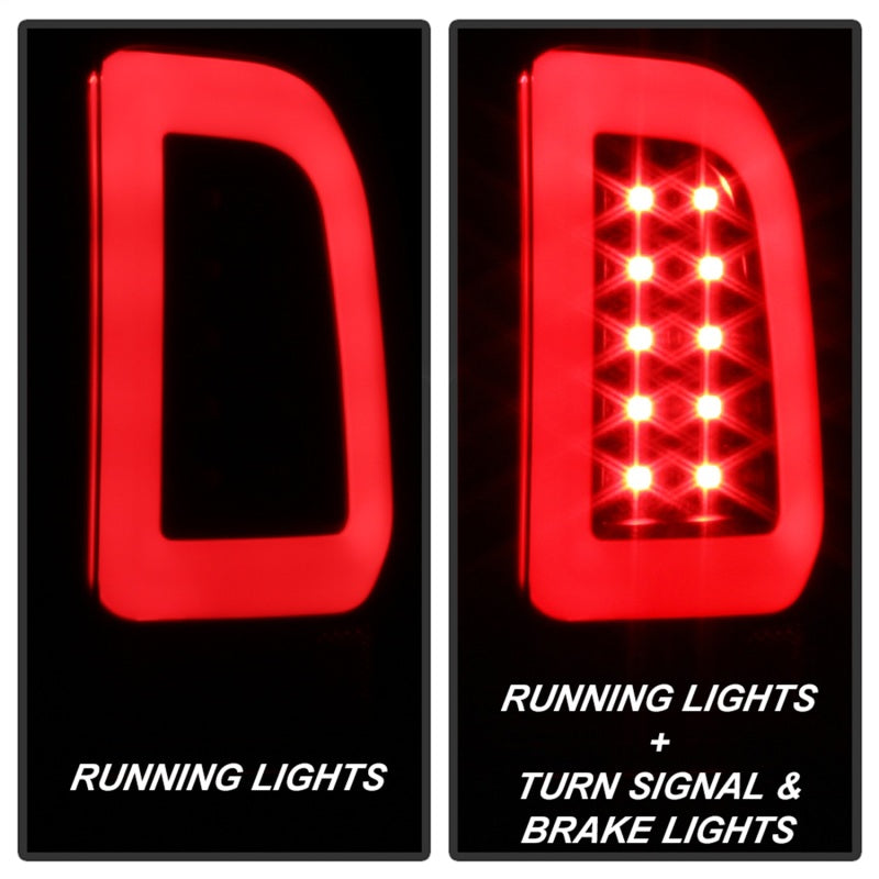 SPYDER 5084712 Spyder 08-16 Ford Super Duty F-250 V3 Light Bar LED Tail Lights - Black (ALT-YD-FS07V3-LBLED-BK)