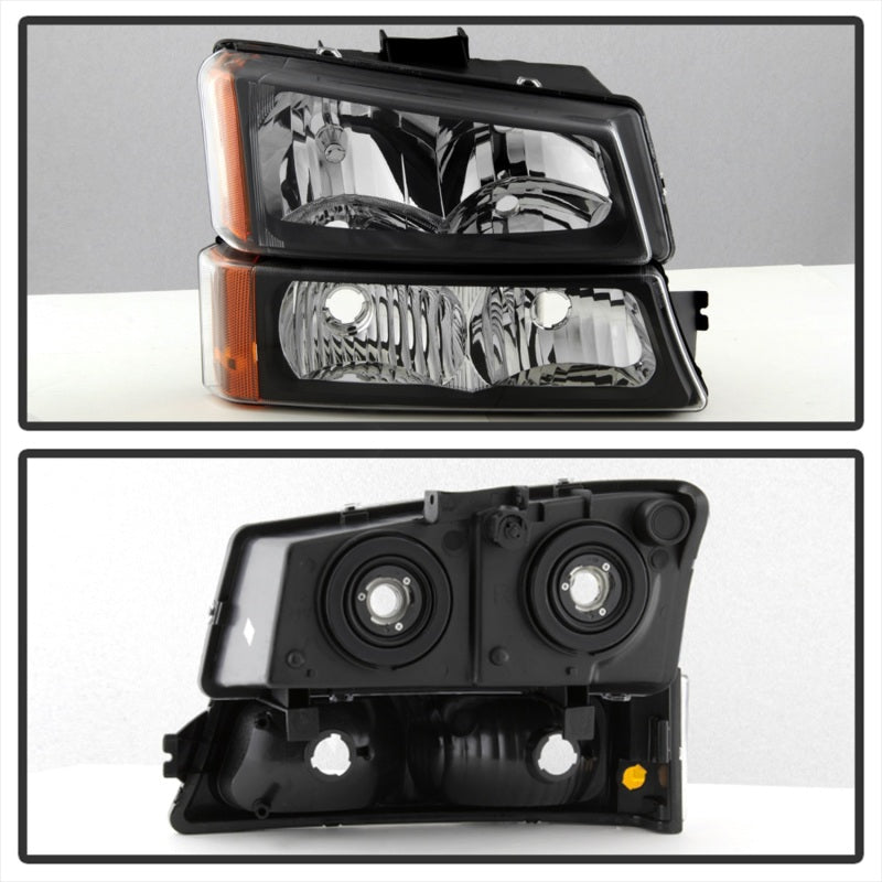 SPYDER 5069801 Xtune Chevy Silverado 2500HD 03-06 Crystal Headlights w/ Bumper Lights Black HD-JH-CSIL03-AM-BK-SET