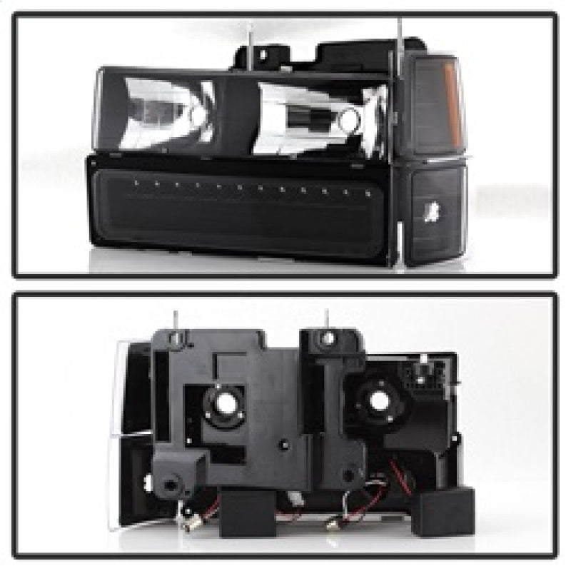 SPYDER 5069542 Xtune 92-94 Blazer Full Size Corner/LED Bumper Headlights Black HD-JH-CCK88-LED-AM-BK-SET