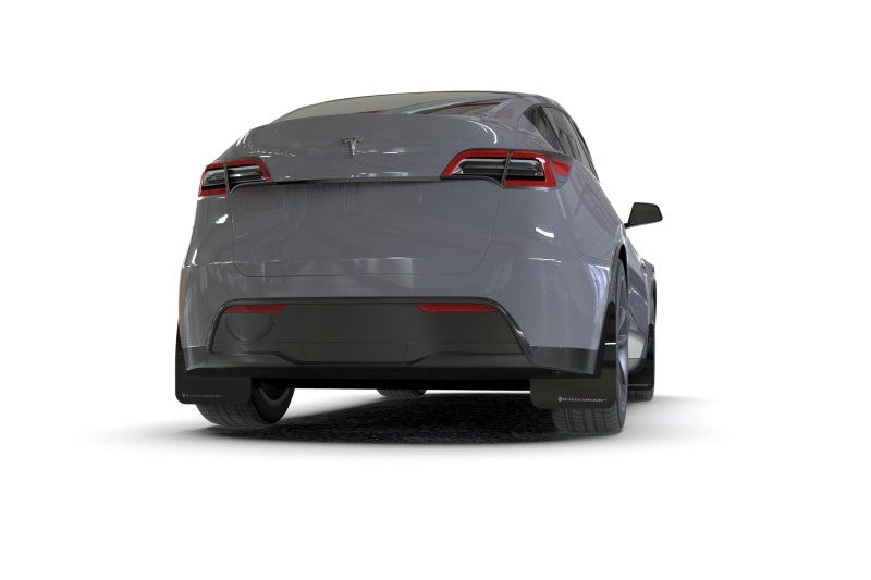 Rally Armor MF72-UR-BLK/MBK 20-22 Tesla Model Y Black Mud Flap - Metallic Black Logo
