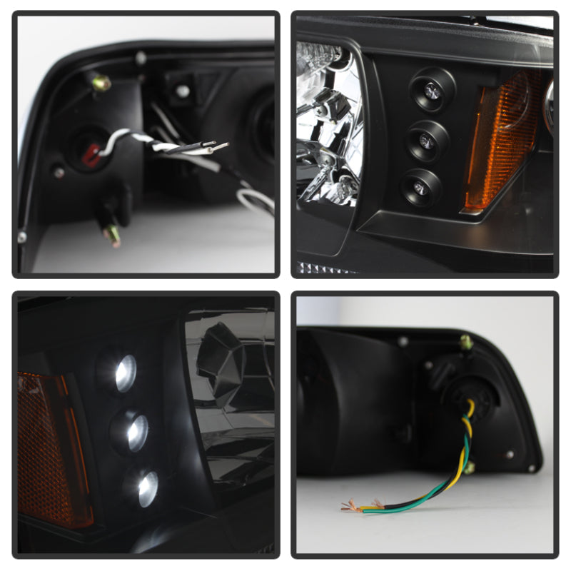 SPYDER 5012531 Spyder Ford Mustang 87-93 1PC LED (Replaceable LEDs)Crystal Headlights Black HD-YD-FM87-1PC-LED-BK
