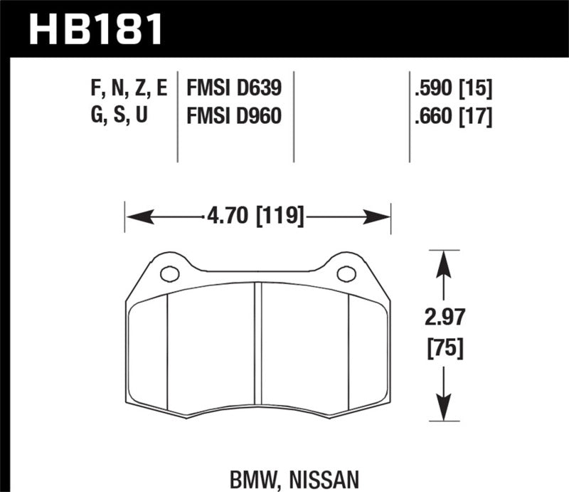 Hawk Performance HB181F.660 Hawk 94-97 BMW 840CI/850CI HPS Front Street Brake Pads