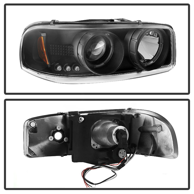SPYDER 5009357 Spyder GMC Sierra 1500/2500/3500 99-06 Projector Headlights LED Halo LED Black PRO-YD-CDE00-HL-BK