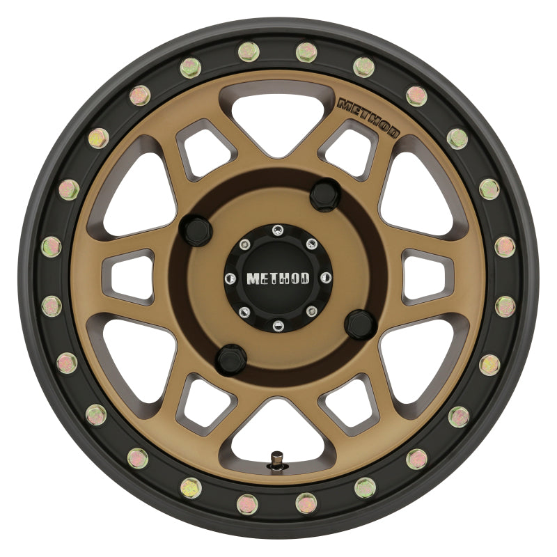 Method Wheels MR40557046943B Method MR405 UTV Beadlock 15x7 4+3/13mm Offset 4x156 132mm CB Method Bronze Wheel - Matte Black Ring