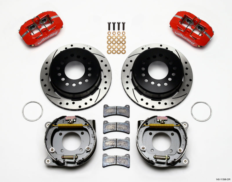 Wilwood 140-11398-DR Dynapro Low-Profile 11.00in P-Brake Kit Drill-Red Chevy 12 Bolt 2.75in Off w/ C-Clips