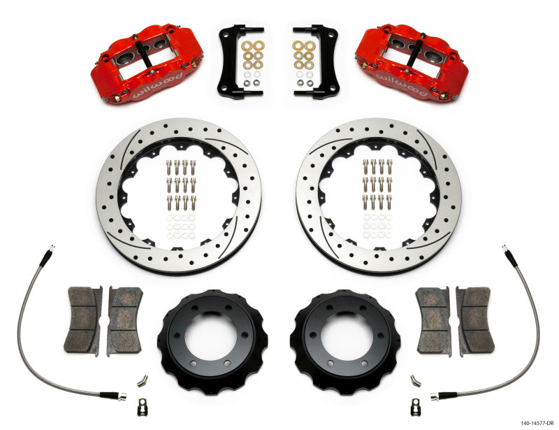 Wilwood 140-14577-DR Narrow Superlite Red 6R Front Kit 12.88in Drilled Rotor w/ Lines 05-15 Toyota Tacoma