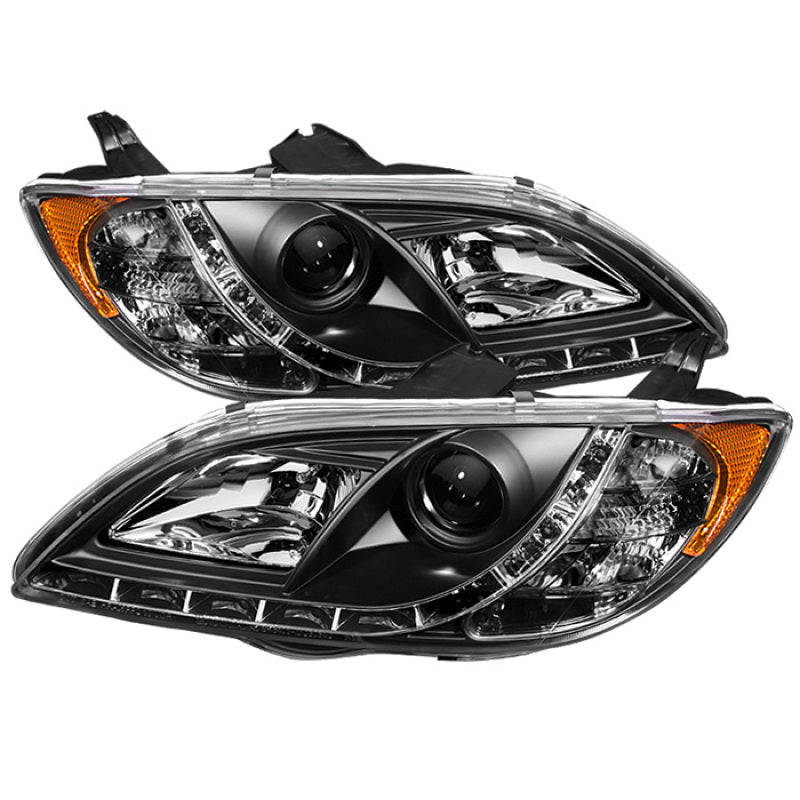 SPYDER 5017451 Spyder Mazda 3 04-08 4Dr (Sedan ONLY) Projector Headlights Halogen - DRL Blk PRO-YD-M304-DRL-BK