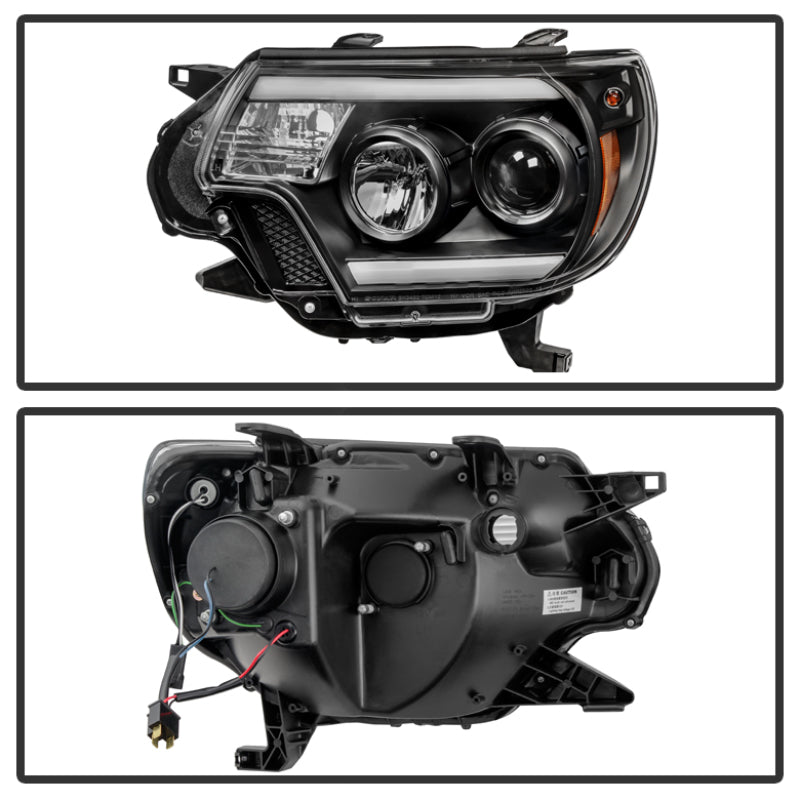 SPYDER 5081711 Spyder Toyota Tacoma 12-15 Projector Headlights Light Bar DRL Black PRO-YD-TT12-LBDRL-BK