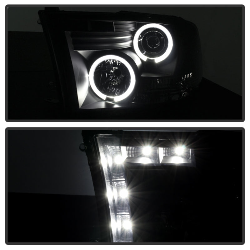 SPYDER 5078407 Spyder Dodge RAM 1500 09-14 Projector Headlights Halogen- LED Halo LED - Blk Smke PRO-YD-DR09-HL-BSM