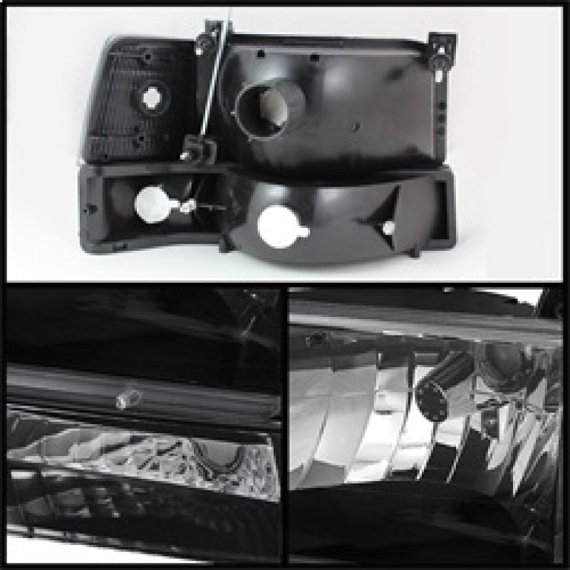 SPYDER 5073136 Xtune Ford F150/Bronco 92-96 Headlights w/Corner Bumper 6pcs Amber- Black HD-JH-FB92-SET-AM-BK