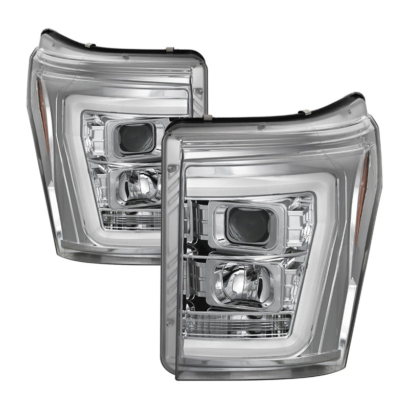 SPYDER 5084705 Spyder 11-16 Ford F-250/F-350 V2 Projector Headlights - Light Bar DRL - Chrome PRO-YD-FS11V2-LB-C