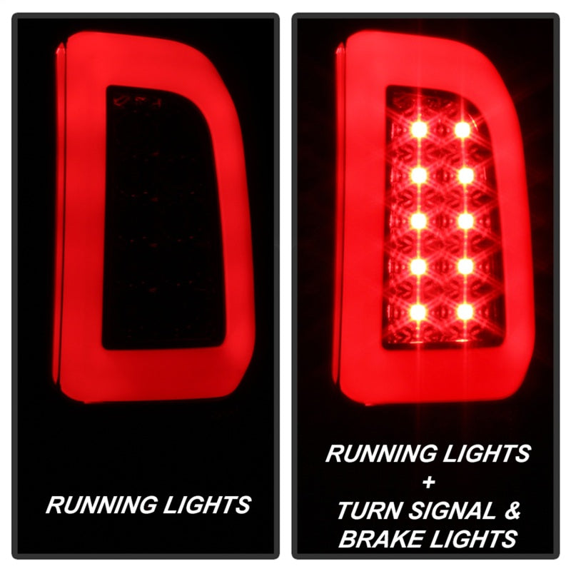 SPYDER 5084729 Spyder 08-16 Ford Super Duty F-250 V3 Light Bar LED Tail Lights - Blk Smoke ALT-YD-FS07V3-LBLED-BSM