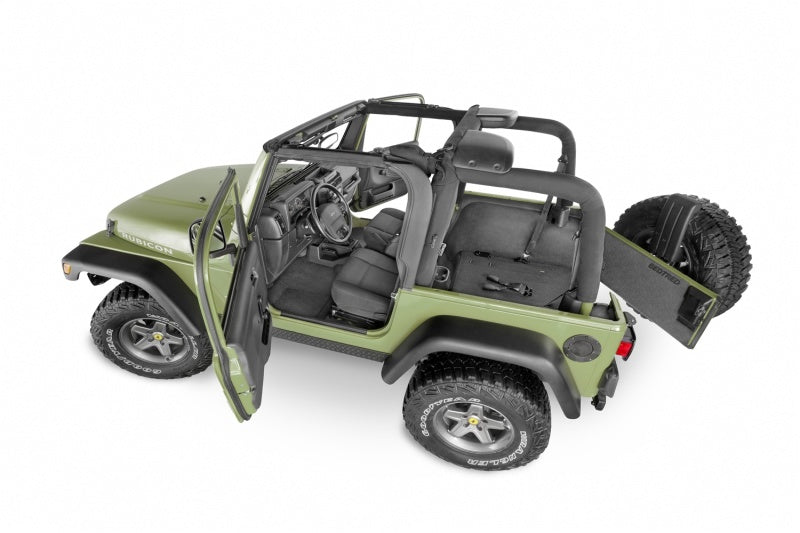 BedRug BTTJ97F 97-06 Jeep TJ Front 3pc BedTred Floor Kit w/Center Console - Incl Heat Shields
