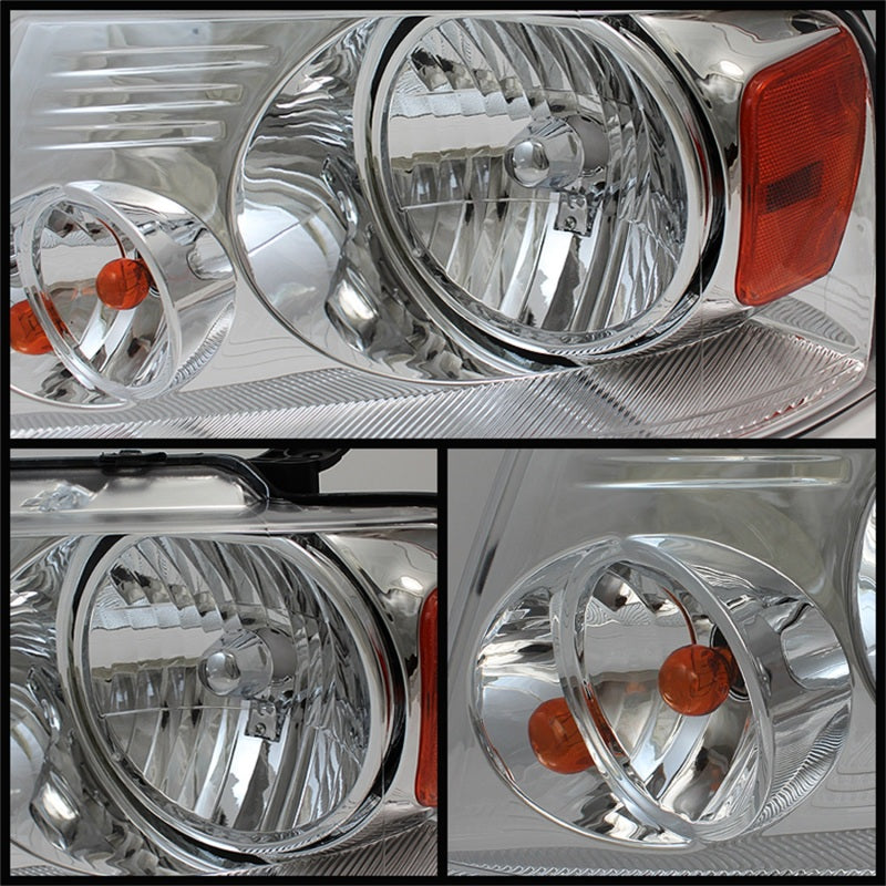SPYDER 5069825 Xtune Ford F150 04-08 Amber Crystal Headlights Chrome HD-JH-FF15004-AM-C