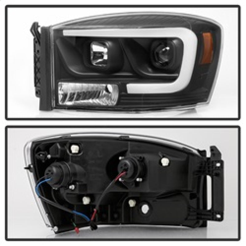 SPYDER 5085306 Spyder Dodge RAM 1500 06-08 V2 Projector Headlights - Light Bar DRL - Black (PRO-YD-DR06V2-LB-BK)