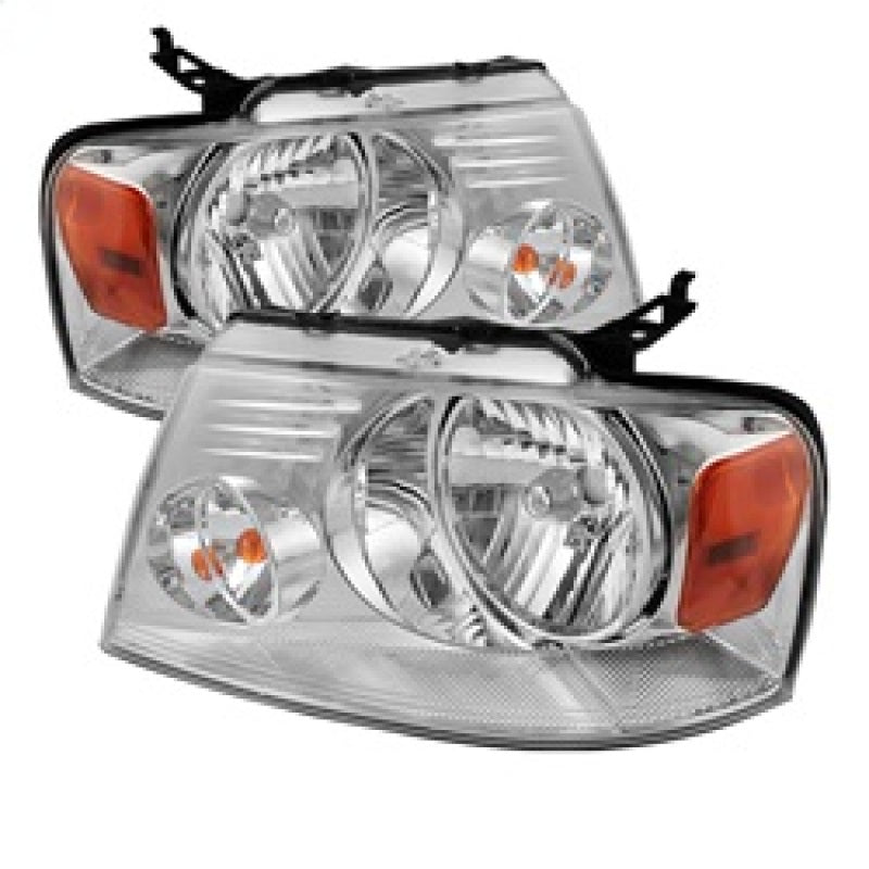 SPYDER 5069825 Xtune Ford F150 04-08 Amber Crystal Headlights Chrome HD-JH-FF15004-AM-C