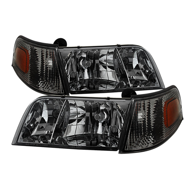 SPYDER 9031045 Xtune Crown Victoria 98-11 Crystal Headlights w/ Corner Lights Set Smoked HD-JH-CRVI98-SET-SM