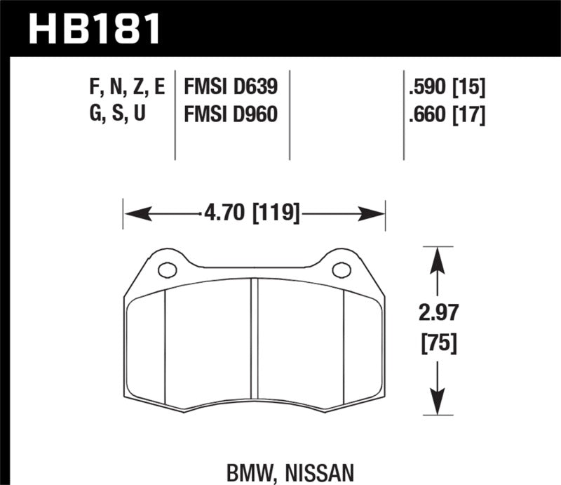 Hawk Performance HB181F.660 Hawk 94-97 BMW 840CI/850CI HPS Front Street Brake Pads