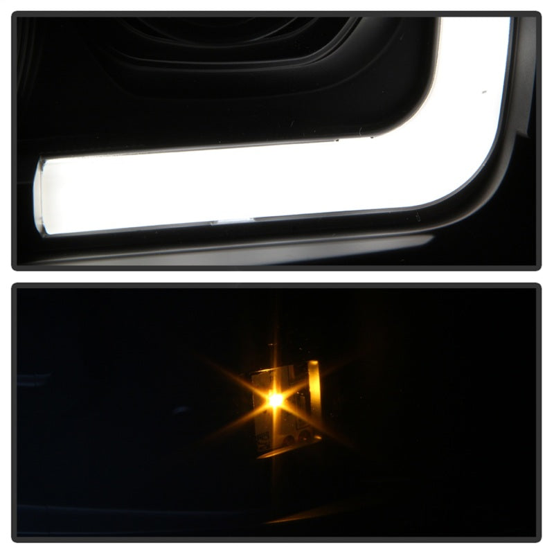 SPYDER 5084507 Spyder Ford F250/350/450 05-07 Projector Headlights - Light Bar DRL LED - Black PRO-YD-FS05V2-LB-BK