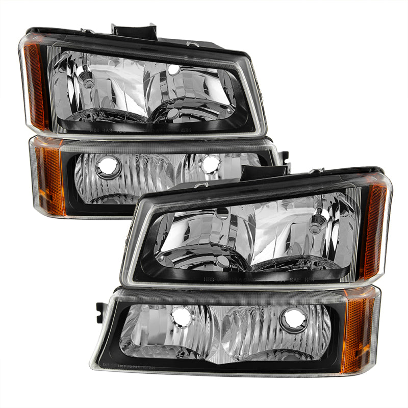 SPYDER 5069801 Xtune Chevy Silverado 2500HD 03-06 Crystal Headlights w/ Bumper Lights Black HD-JH-CSIL03-AM-BK-SET