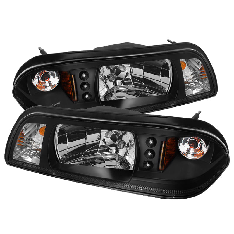 SPYDER 5012531 Spyder Ford Mustang 87-93 1PC LED (Replaceable LEDs)Crystal Headlights Black HD-YD-FM87-1PC-LED-BK